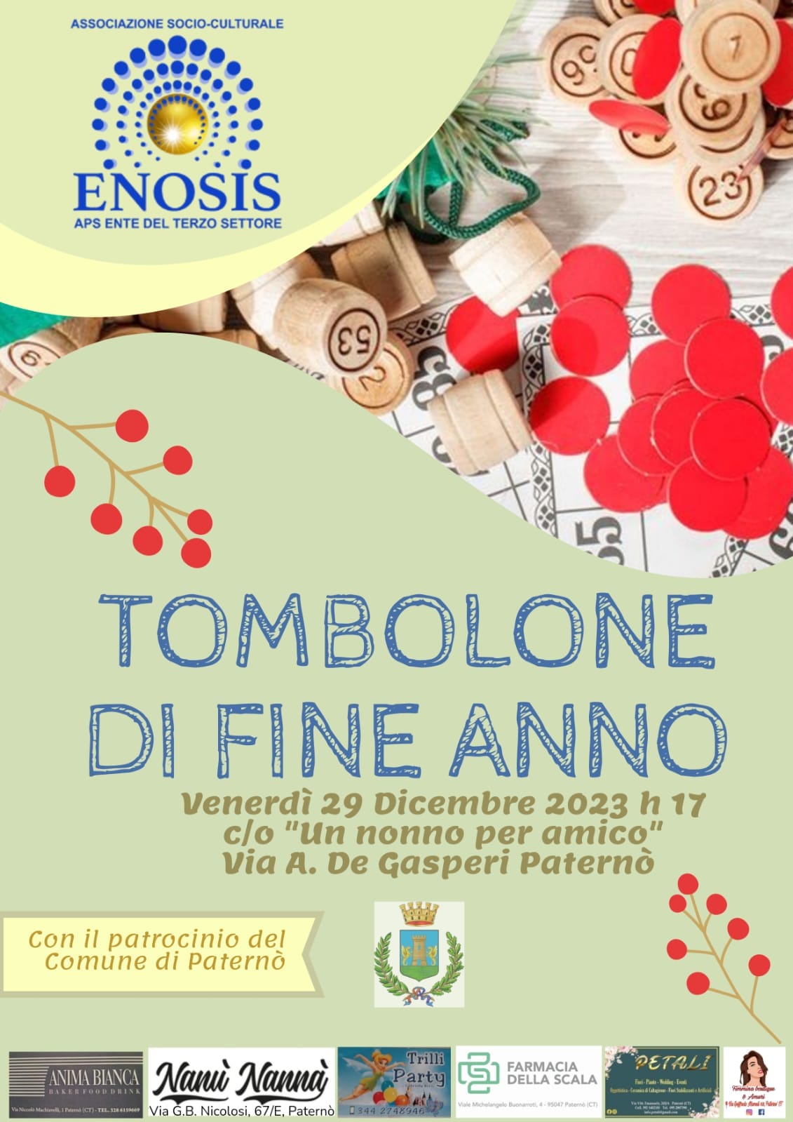 “TOMBOLONE DI FINE ANNO” 29 Dicembre 2023