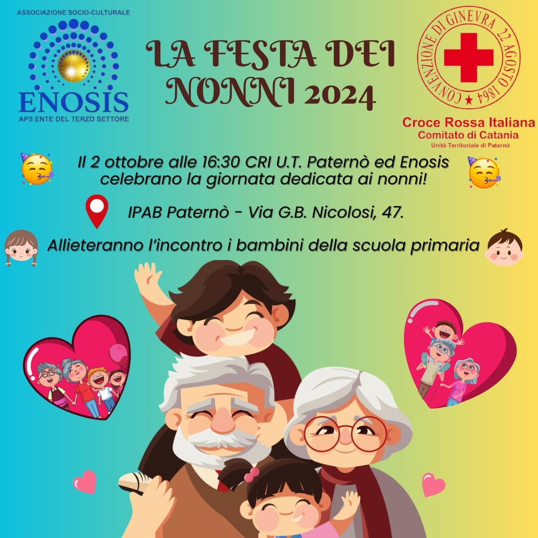 ENOSIS E CROCE ROSSA ITALIANA INSIEME PER CELEBRARE LA FESTA DEI NONNI 2024 ALL’IPAB/S.BELLIA DI PATERNÒ